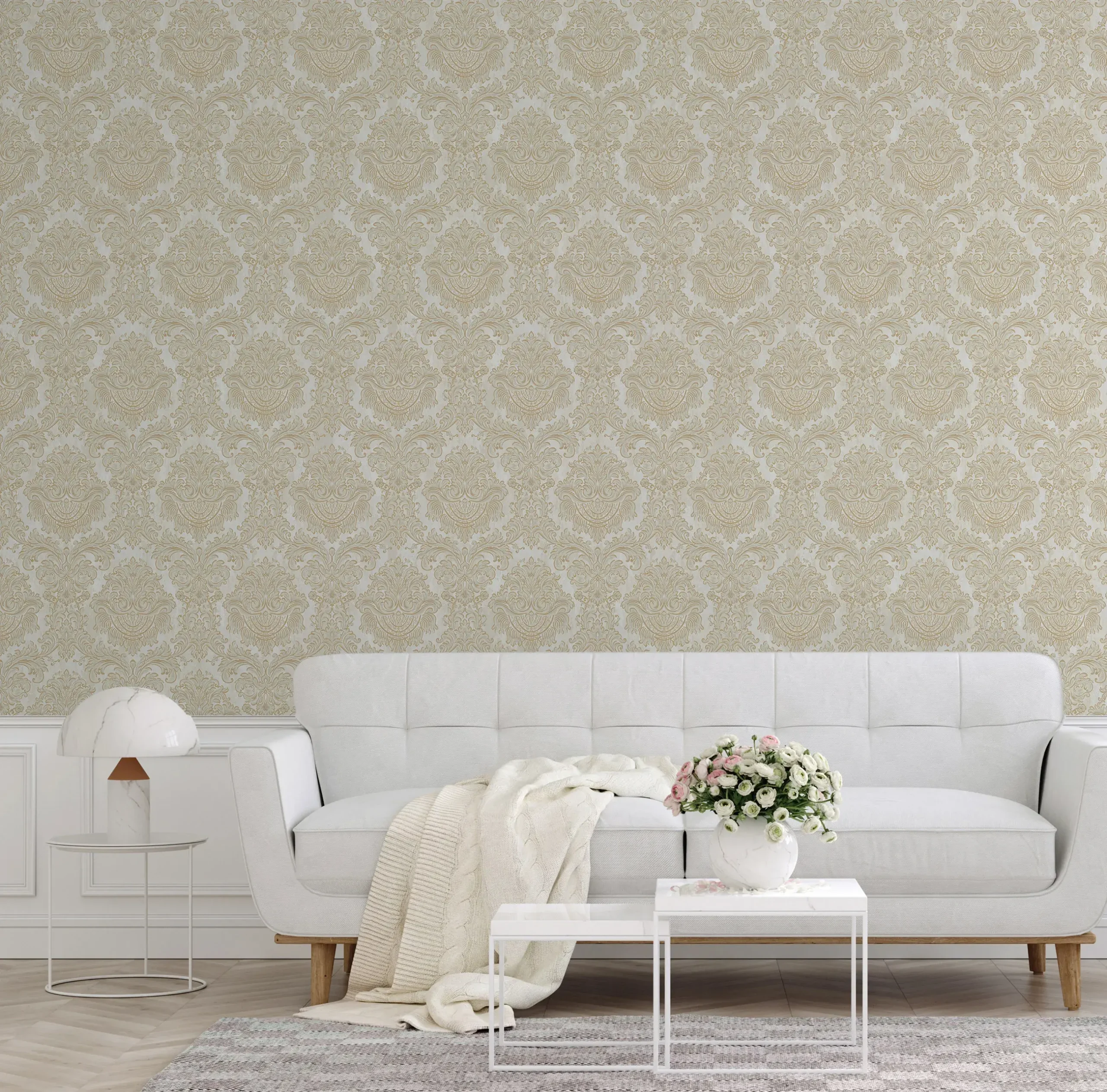 Cream Embossed Wallpaper – Warmth Dimension (7807-1)